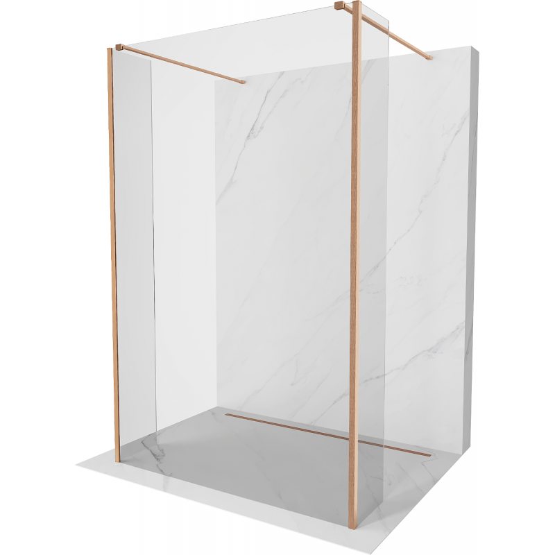 Mexen Kioto Freistehende Duschwand 135 x 30 x 30 cm, transparent, gebürstetes Kupfer - 800-135-030-222-65-00-030