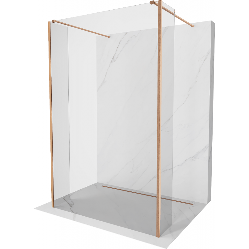 Mexen Kioto Freistehende Duschwand 140 x 30 x 30 cm, transparent, gebürstetes Kupfer - 800-140-030-222-65-00-030