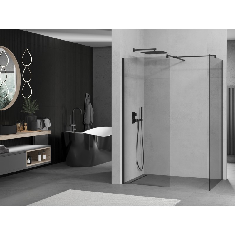 Mexen Kioto Duschwand Walk-in 150 x 110 cm, transparent, schwarz - 800-150-202-70-00-110