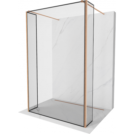 Mexen Kioto Freistehende Duschwand 110 x 30 x 30 cm, schwarzer Rahmen, gebürstetes Kupfer - 800-110-030-222-65-70-030