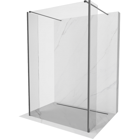 Mexen Kioto Freistehende Duschwand 90 x 30 x 30 cm, transparent, gebürstetes Waffengrau - 800-090-030-222-66-00-030