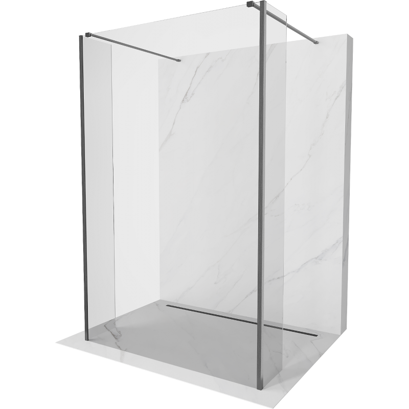 Mexen Kioto Freistehende Duschwand 100 x 30 x 30 cm, transparent, gebürstetes Kanonengrau - 800-100-030-222-66-00-030