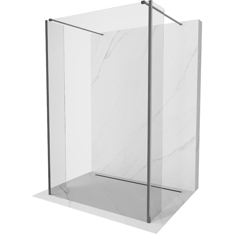 Mexen Kioto freistehende Duschwand 160 x 30 x 30 cm, transparent, gebürstet in Gun Gray - 800-160-030-222-66-00-030