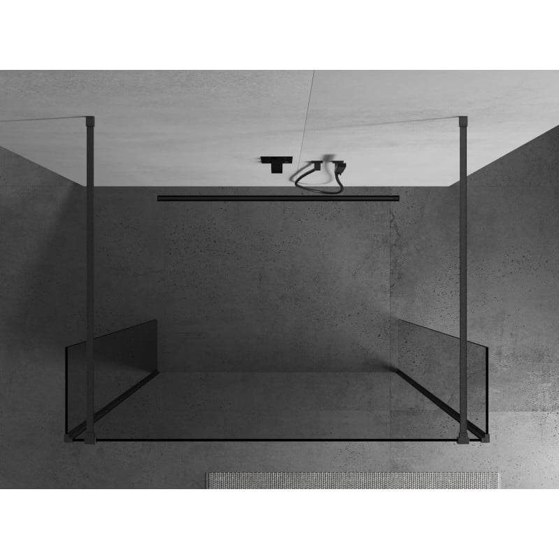 Mexen Kioto Freistehende Duschwand 180 x 30 x 30 cm, transparent, gebürstetes Waffenschwarz - 800-180-030-222-66-00-030