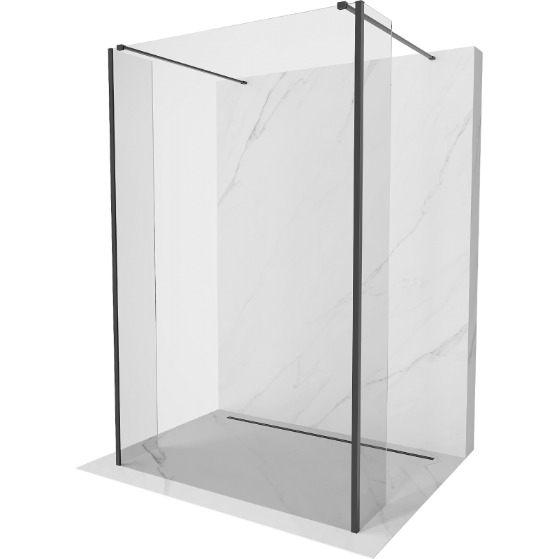 Mexen Kioto freistehende Duschwand 155 x 30 x 30 cm, transparent, schwarz - 800-155-030-222-70-00-030