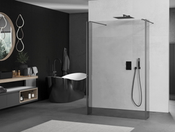 Mexen Kioto freistehende Duschwand 100 x 30 x 30 cm, transparent, Gunmetal - 800-100-030-222-95-00-030