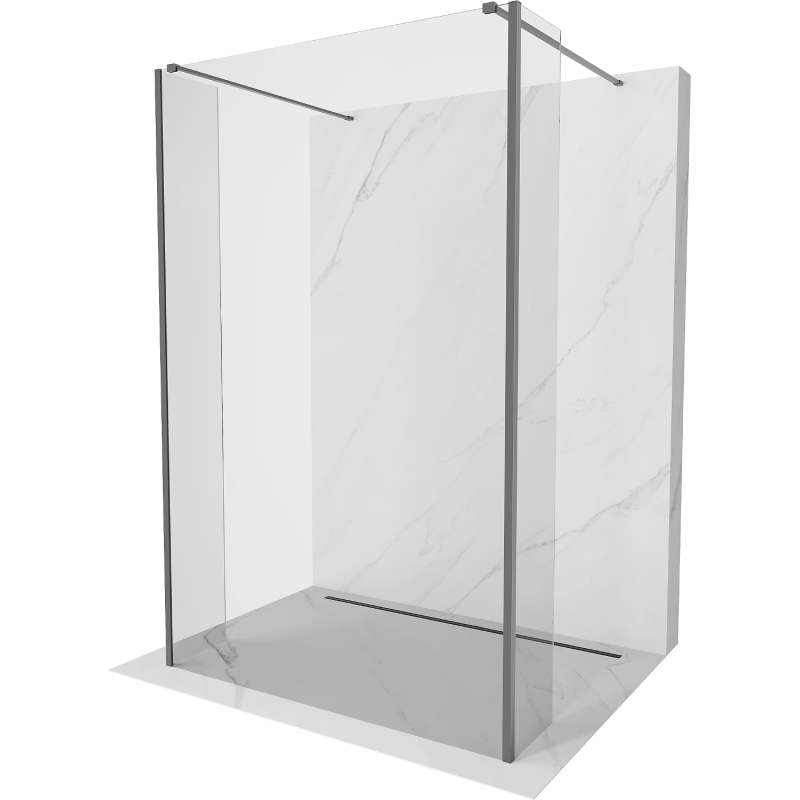 Mexen Kioto, freistehende Duschwand 115 x 30 x 30 cm, transparent, Gun Metal - 800-115-030-222-95-00-030