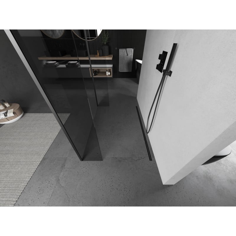 Mexen Kioto freistehende Duschwand 155 x 30 x 30 cm, transparent, Gunmetal - 800-155-030-222-95-00-030