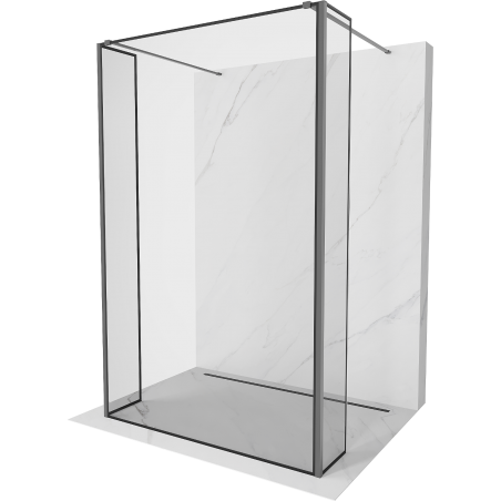 Mexen Kioto freistehende Duschwand 90 x 30 x 30 cm, schwarzer Rahmen, Gunmetal - 800-090-030-222-95-70-030
