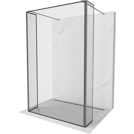 Mexen Kioto freistehende Duschwand 100 x 30 x 30 cm, schwarzer Rahmen, Gun Metal - 800-100-030-222-95-70-030