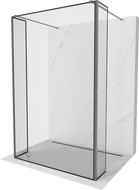 Mexen Kioto freistehende Duschwand 110 x 30 x 30 cm, schwarzer Rahmen, Gun Metal - 800-110-030-222-95-70-030