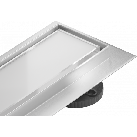 Mexen Flat 360° MGW drehbarer Rinnenablauf 60 cm, Weißglas - 1027060-40