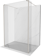 Mexen Kioto freistehende Duschwand 100 x 30 x 30 cm, transparent, gebürsteter Nickel - 800-100-030-222-97-00-030