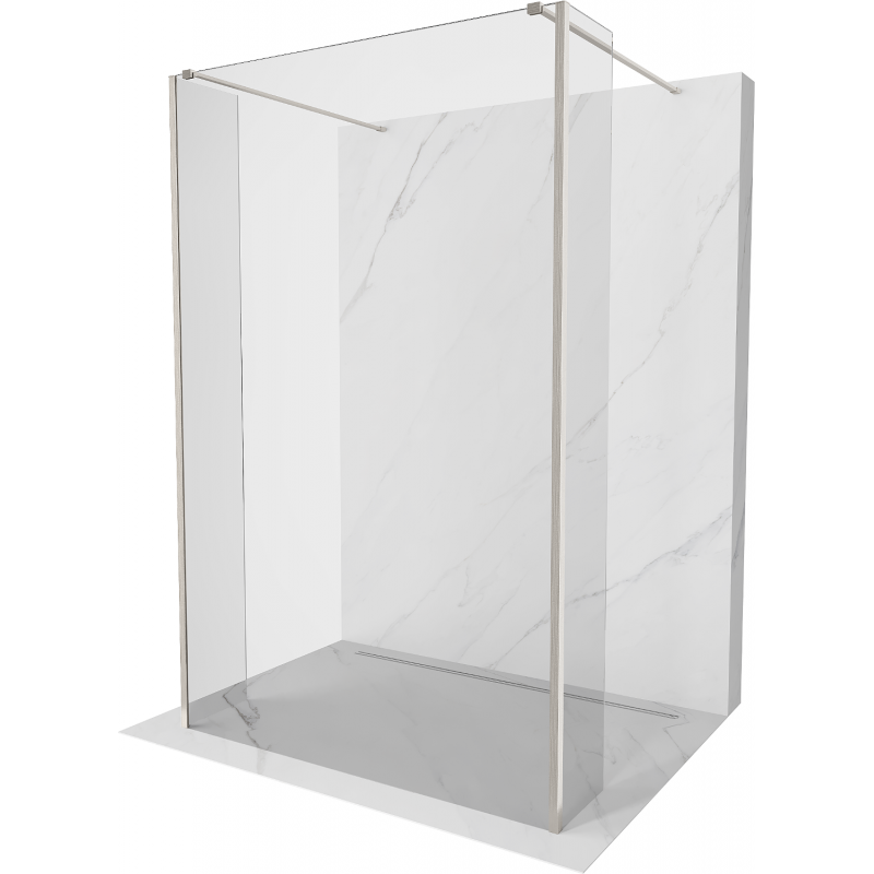 Mexen Kioto freistehende Duschwand 105 x 30 x 30 cm, transparent, gebürstetes Nickel - 800-105-030-222-97-00-030