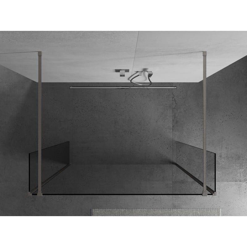 Mexen Kioto Freistehende Duschwand 120 x 30 x 30 cm, transparent, gebürsteter Nickel - 800-120-030-222-97-00-030