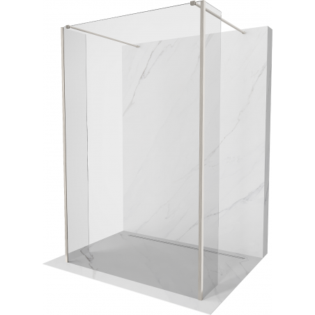 Mexen Kioto freistehende Duschwand 150 x 30 x 30 cm, transparent, gebürsteter Nickel - 800-150-030-222-97-00-030