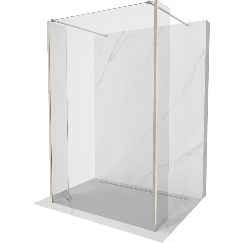 Mexen Kioto Duschwand freistehend 160 x 30 x 30 cm, transparent, gebürsteter Nickel - 800-160-030-222-97-00-030