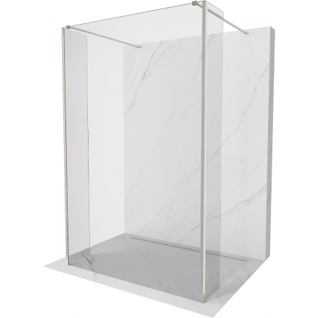 Mexen Kioto Freistehende Duschwand 160 x 30 x 30 cm, transparent, gebürstetes Nickel - 800-160-030-222-97-00-030