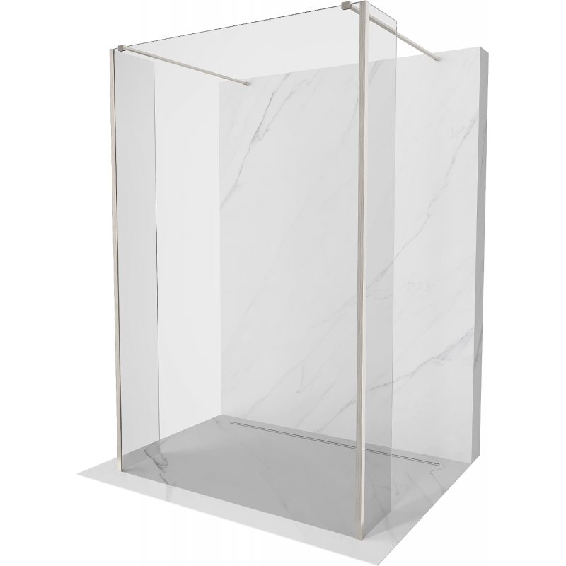 Mexen Kioto Freistehende Duschwand 180 x 30 x 30 cm, transparent, gebürsteter Nickel - 800-180-030-222-97-00-030