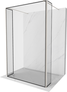 Mexen Kioto Freistehende Duschwand 130 x 30 x 30 cm, schwarzer Rahmen, gebürsteter Nickel - 800-130-030-222-97-70-030