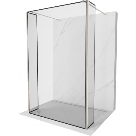 Mexen Kioto freistehende Duschwand 140 x 30 x 30 cm, schwarzer Rahmen, gebürstetes Nickel - 800-140-030-222-97-70-030