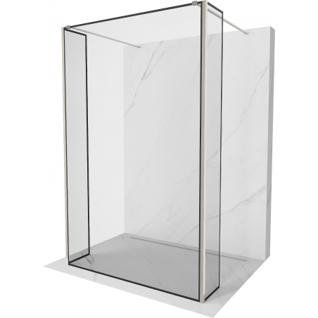 Mexen Kioto Freistehende Duschwand 120 x 30 x 30 cm, schwarzer Rahmen, gebürsteter Nickel - 800-120-030-222-97-70-030