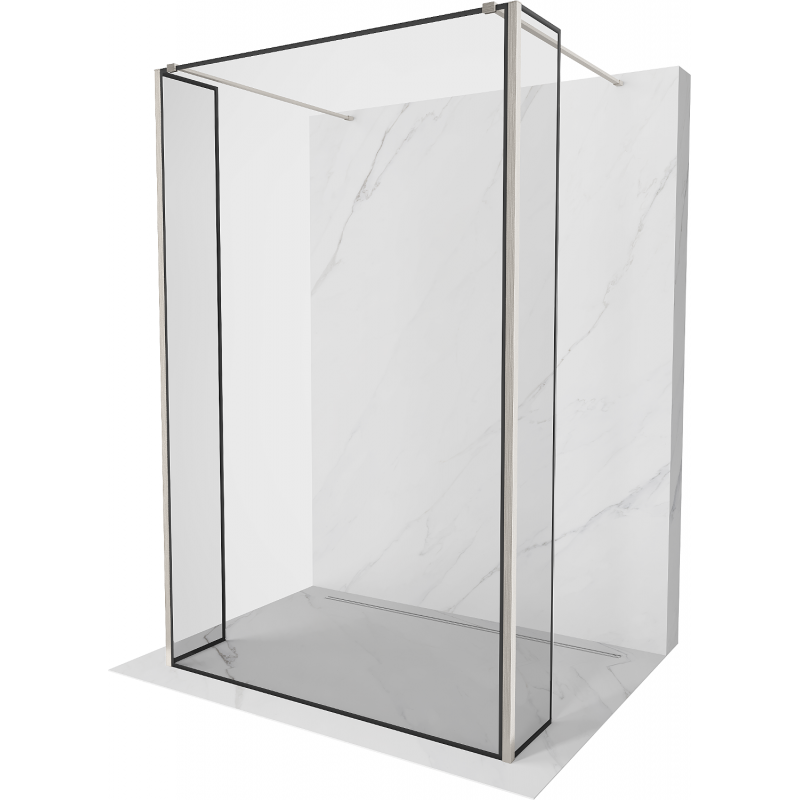 Mexen Kioto Freistehende Duschwand 150 x 30 x 30 cm, schwarzer Rahmen, gebürsteter Nickel - 800-150-030-222-97-70-030