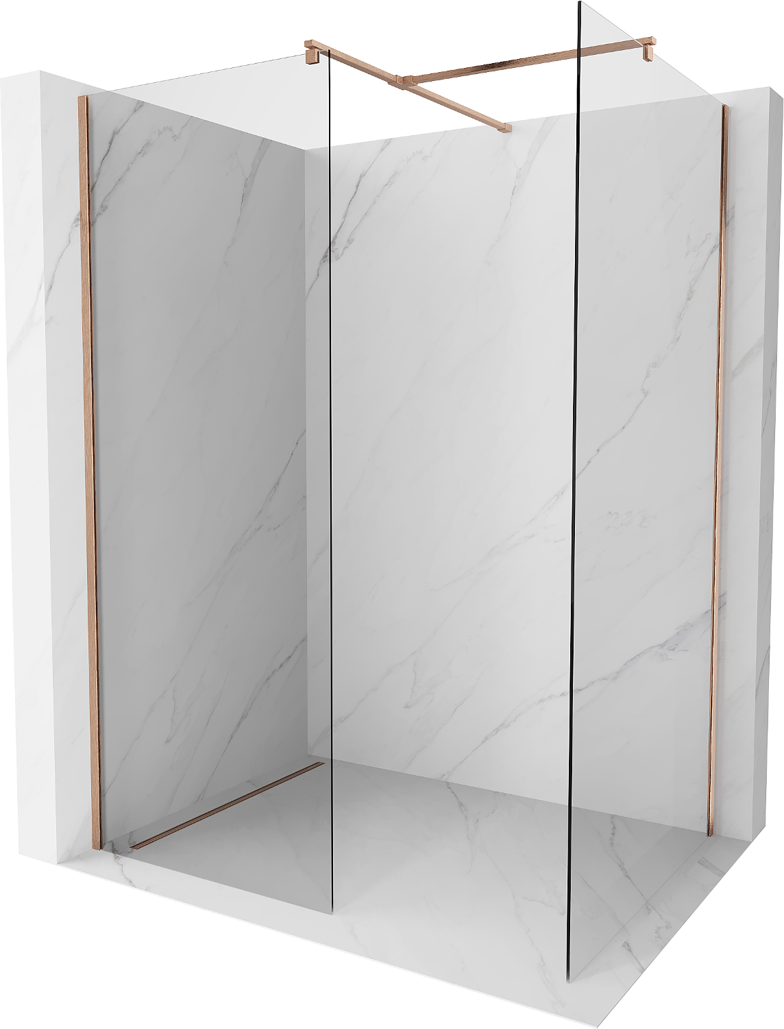 Mexen Kioto Walk-in Duschwand 80 x 80 cm, transparent, gebürstetes Messing - 800-080-202-65-00-080