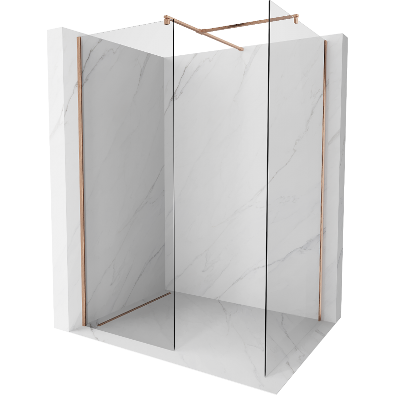 Mexen Kioto Walk-in-Dusche 90 x 75 cm, transparent, gebürstetes Kupfer - 800-090-202-65-00-075