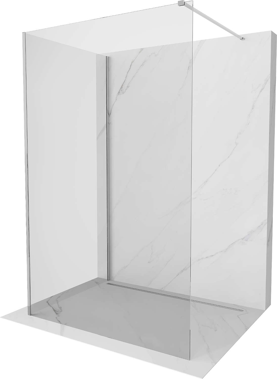 Mexen Kioto Duschwand Walk-in 90 x 75 cm, transparent, chrom - 800-090-212-01-00-075