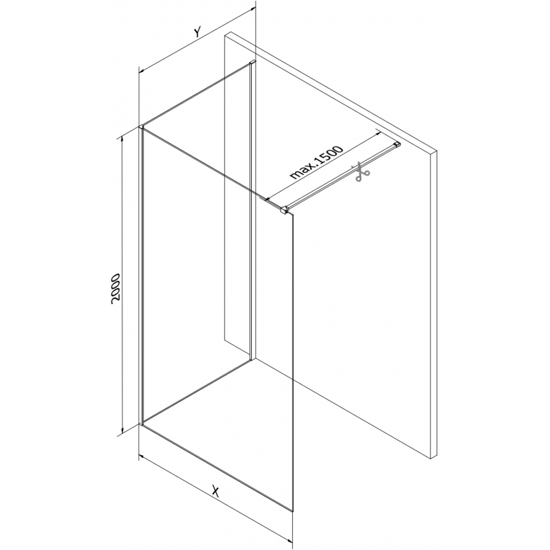Mexen Kioto Duschwand Walk-in 135 x 90 cm, transparent, Chrom - 800-135-212-01-00-090