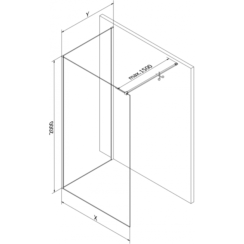 Mexen Kioto Duschwand Walk-in 140 x 95 cm, transparent, Chrom - 800-140-212-01-00-095