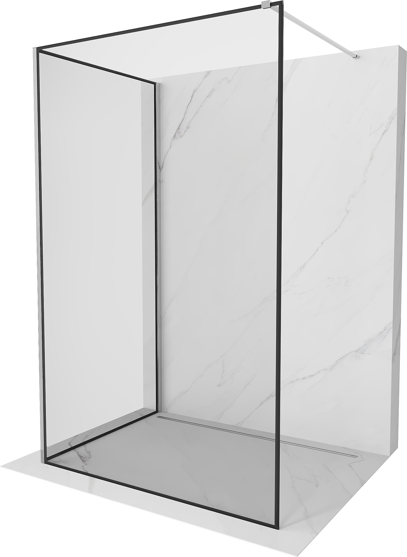 Mexen Kioto Duschwand Walk-in 100 x 70 cm, schwarzes Muster, Chrom - 800-100-212-01-70-070