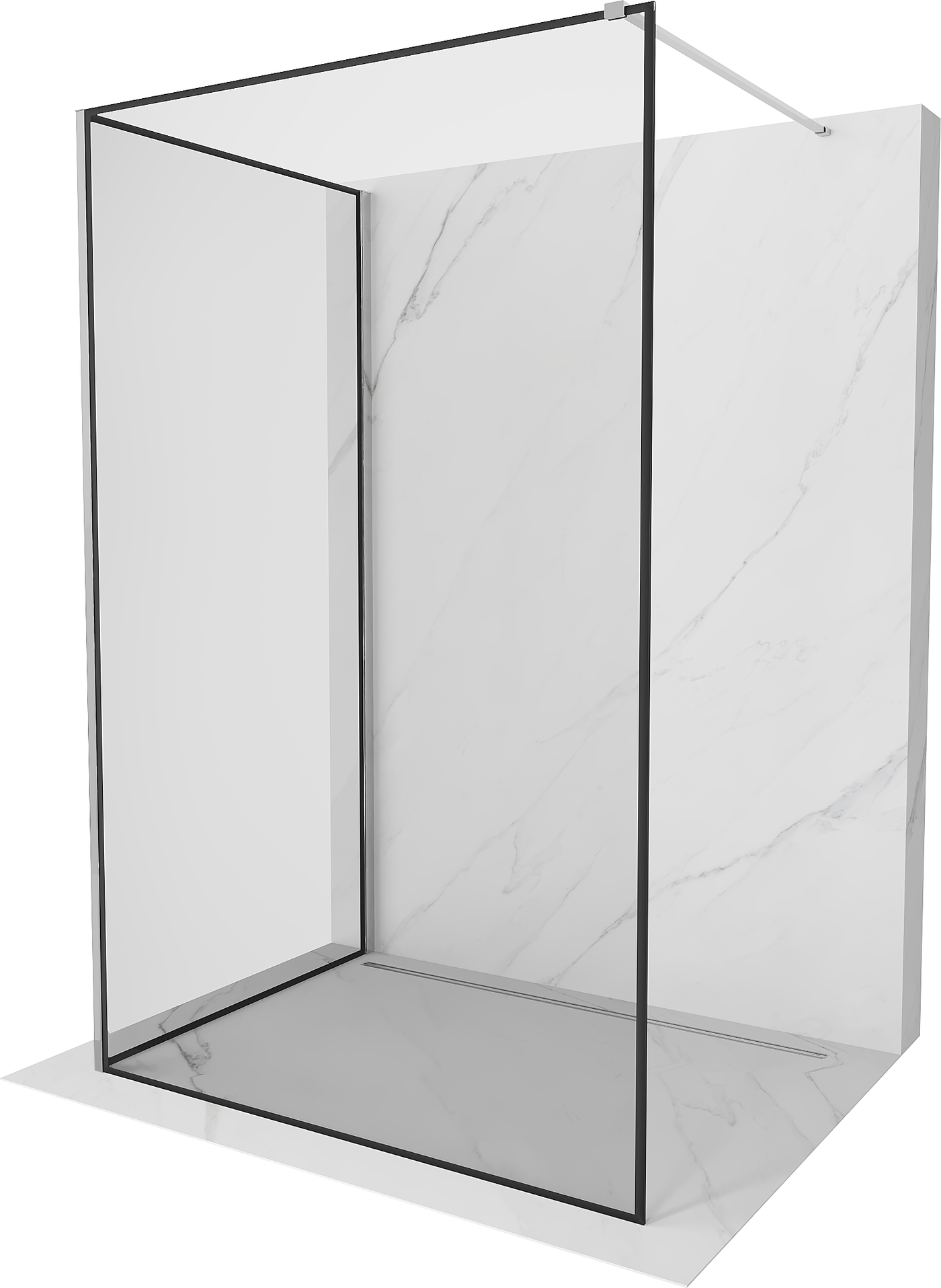 Mexen Kioto Duschwand Walk-in 110 x 70 cm, schwarzes Muster, Chrom - 800-110-212-01-70-070