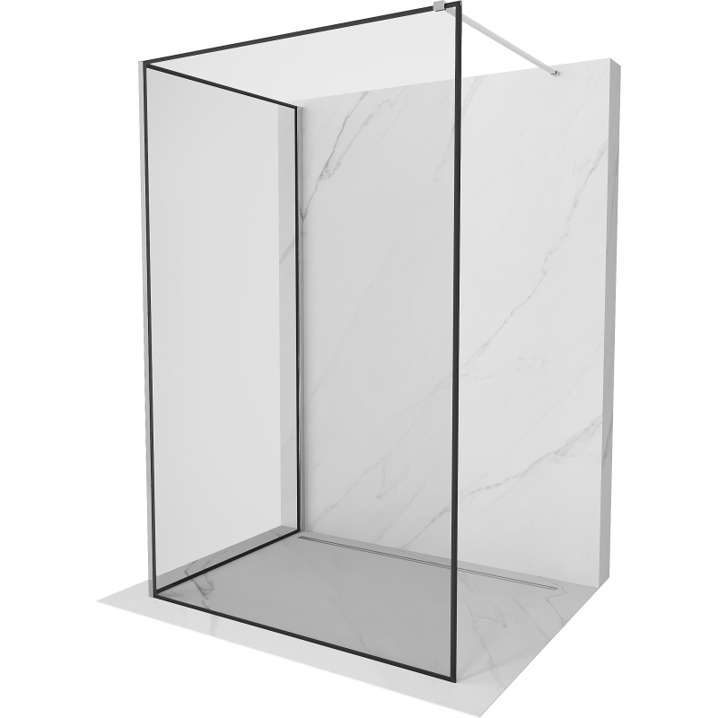 Mexen Kioto Duschwand Walk-in 120 x 70 cm, schwarzer Rahmen, Chrom - 800-120-212-01-70-070
