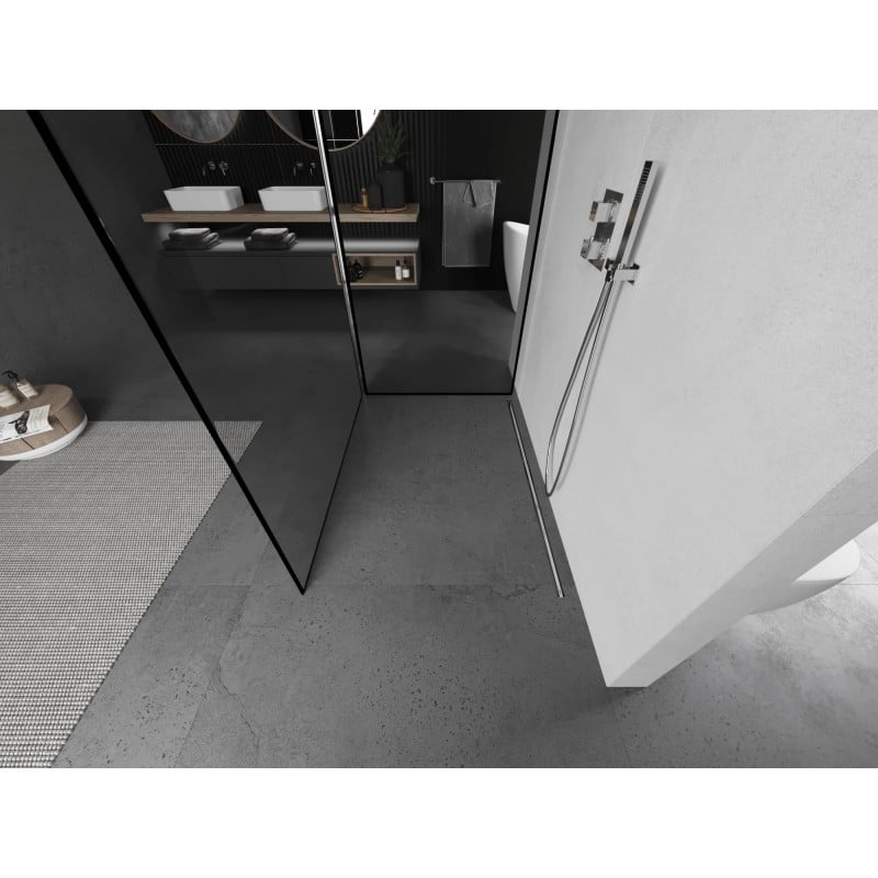 Mexen Kioto Duschwand Walk-in 120 x 70 cm, schwarzer Rahmen, Chrom - 800-120-212-01-70-070