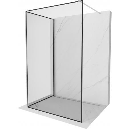 Mexen Kioto Duschwand Walk-in 140 x 80 cm, schwarzer Rahmen, Chrom - 800-140-212-01-70-080