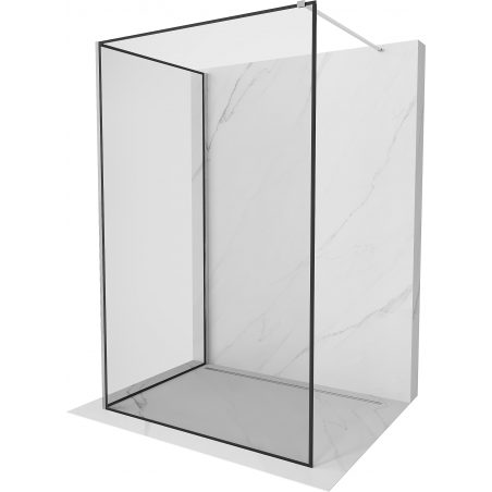 Mexen Kioto Duschwand Walk-in 100 x 100 cm, schwarzer Rahmen, Chrom - 800-100-212-01-70-100