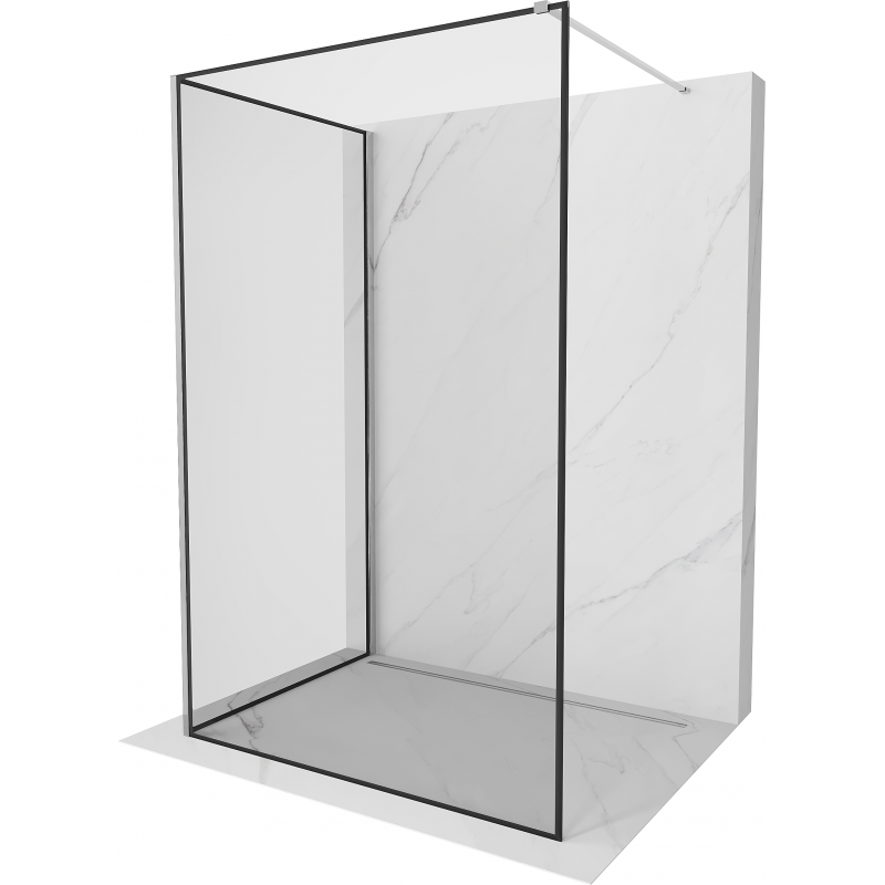 Mexen Kioto Duschwand Walk-In 120 x 100 cm, schwarzer Rahmen, Chrom - 800-120-212-01-70-100