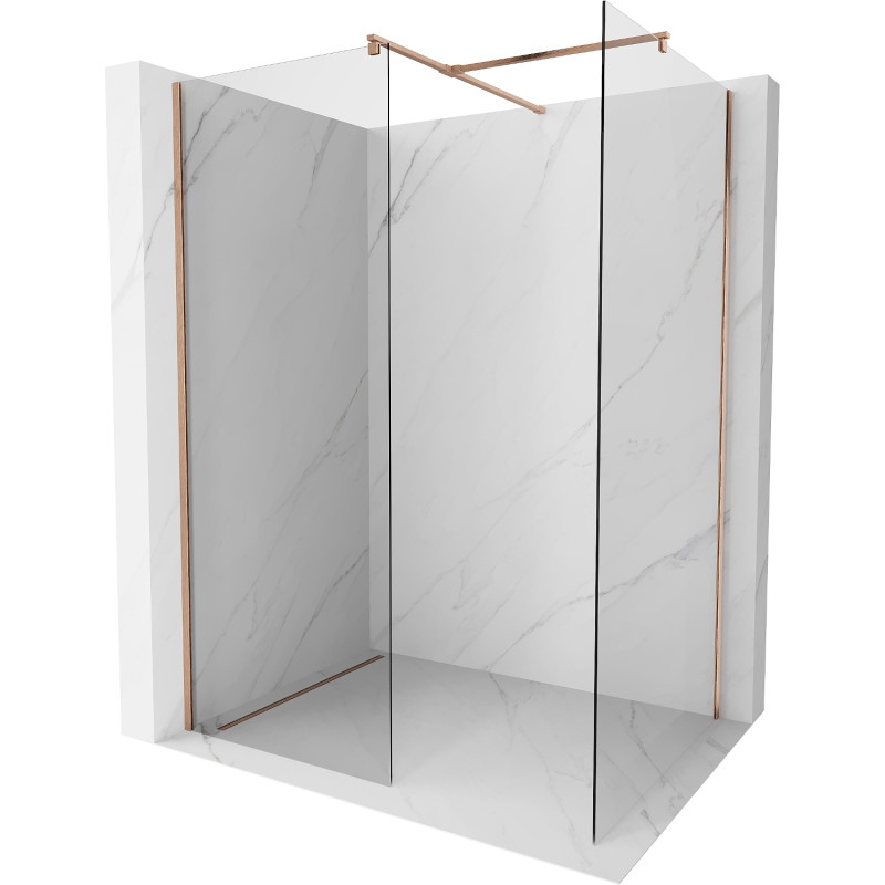 Mexen Kioto Duschabtrennung Walk-in 100 x 95 cm, transparent, gebürstetes Kupfer - 800-100-202-65-00-095
