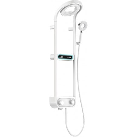 Mexen Peak Aufputz-Duschset mit Regenduschkopf und Armatur, LED-Anzeige, weiß - 78106-20