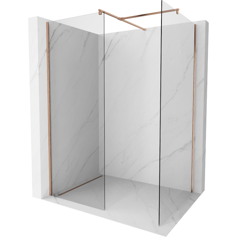 Mexen Kioto Walk-in-Dusche 130 x 75 cm, transparent, gebürstetes Messing - 800-130-202-65-00-075