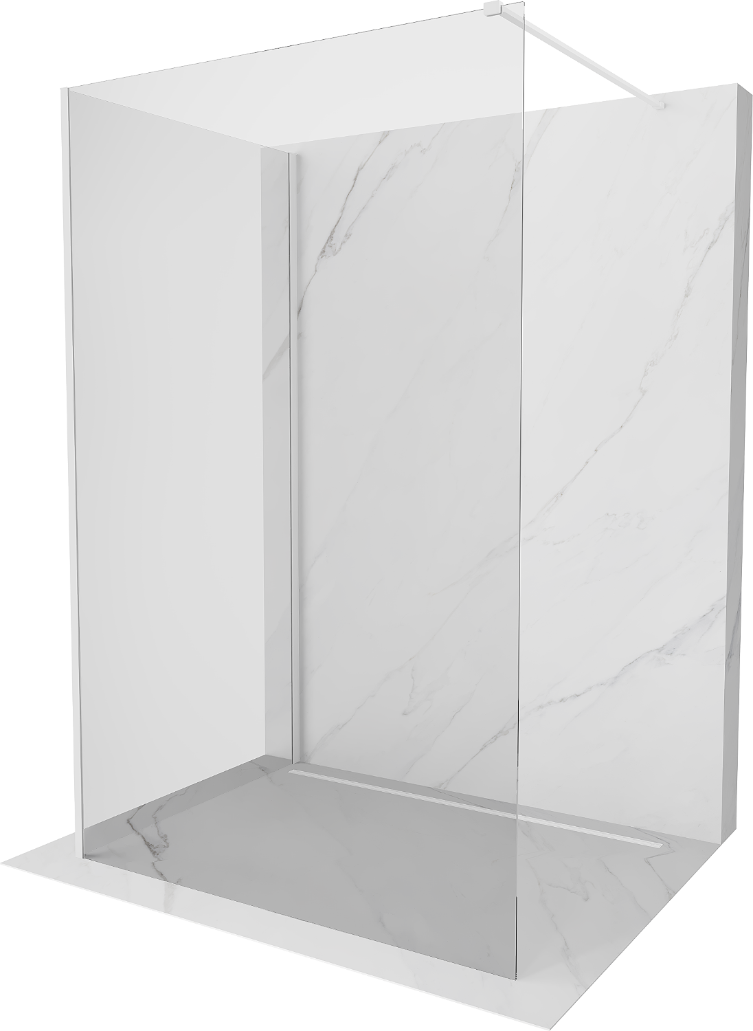 Mexen Kioto Duschwand Walk-in 140 x 70 cm, transparent, weiß - 800-140-212-20-00-070