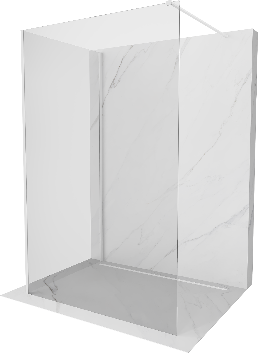 Mexen Kioto Duschwand Walk-in 110 x 75 cm, transparent, weiß - 800-110-212-20-00-075