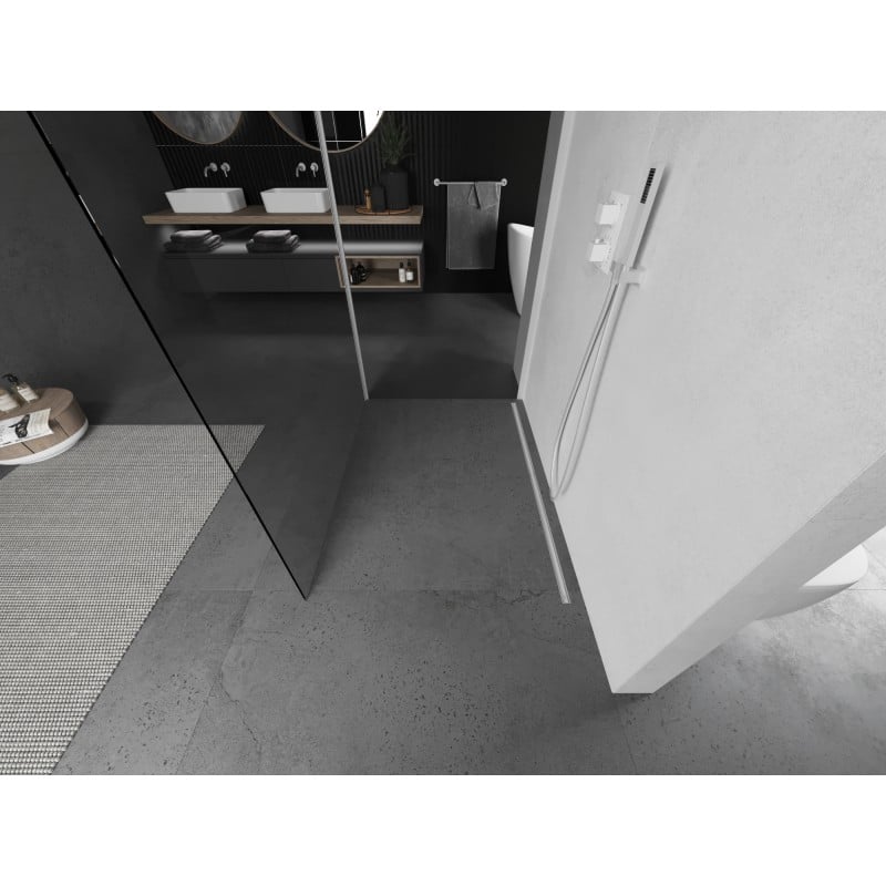 Mexen Kioto Duschwand Walk-in 100 x 75 cm, transparent, weiß - 800-100-212-20-00-075