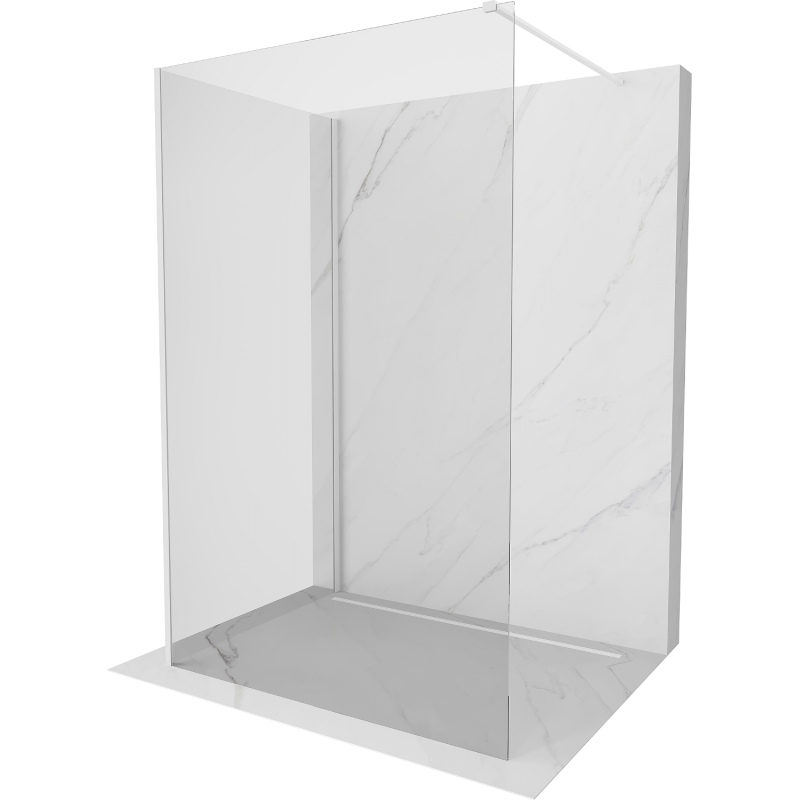 Mexen Kioto Duschwand Walk-in 130 x 75 cm, transparent, weiß - 800-130-212-20-00-075