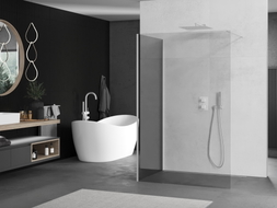 Mexen Kioto Duschwand Walk-in 100 x 80 cm, transparent, weiß - 800-100-212-20-00-080