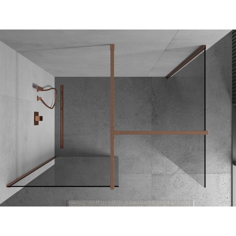 Mexen Kioto Duschwand Walk-in 155 x 70 cm, transparent, gebürstetes Kupfer - 800-155-202-65-00-070