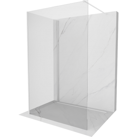 Mexen Kioto Duschwand Walk-in 125 x 100 cm, transparent, weiß - 800-125-212-20-00-100