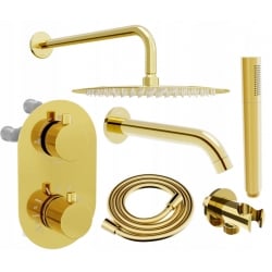 Mexen Kai DR70 Unterputz-Badewannen-/Brausegarnitur mit Regenbrause 30 cm, Gold - 77602DR70301-50